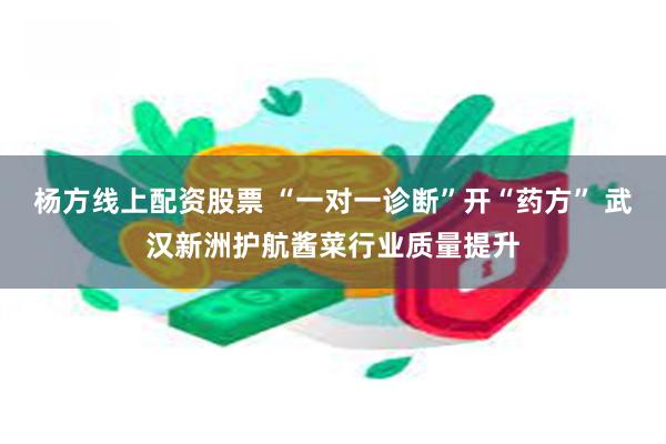 杨方线上配资股票 “一对一诊断”开“药方” 武汉新洲护航酱菜行业质量提升