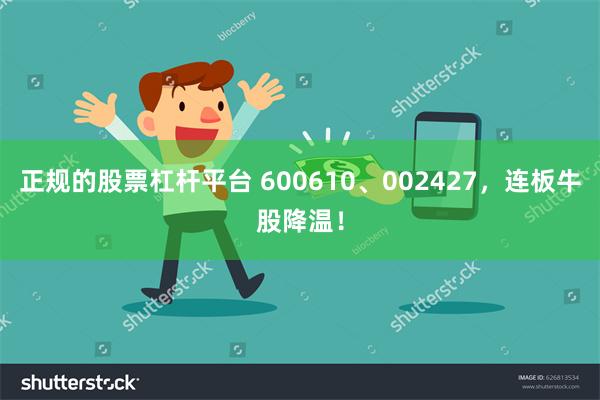 正规的股票杠杆平台 600610、002427，连板牛股降温！